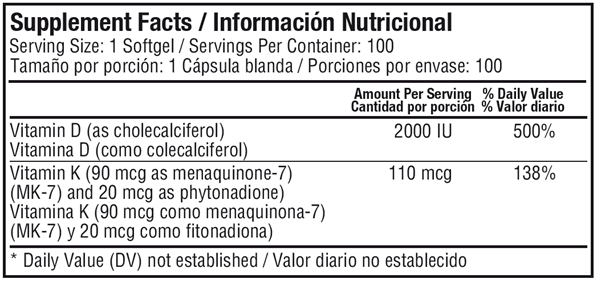 Vitamina D3 + K2 100SOFTGELS