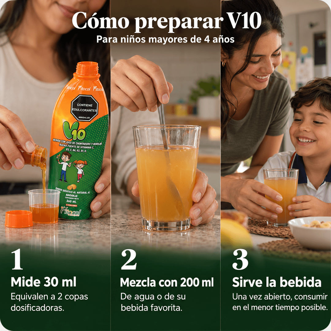 V10 Multivitamínico para Niños con Chontaduro y Borojó · Jarabe 360 ml